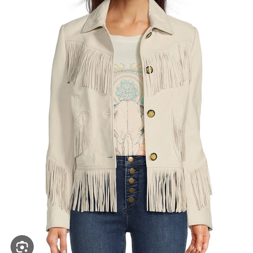 Scully Women's Vanilla Fringe Genuine Leather Jacket - New